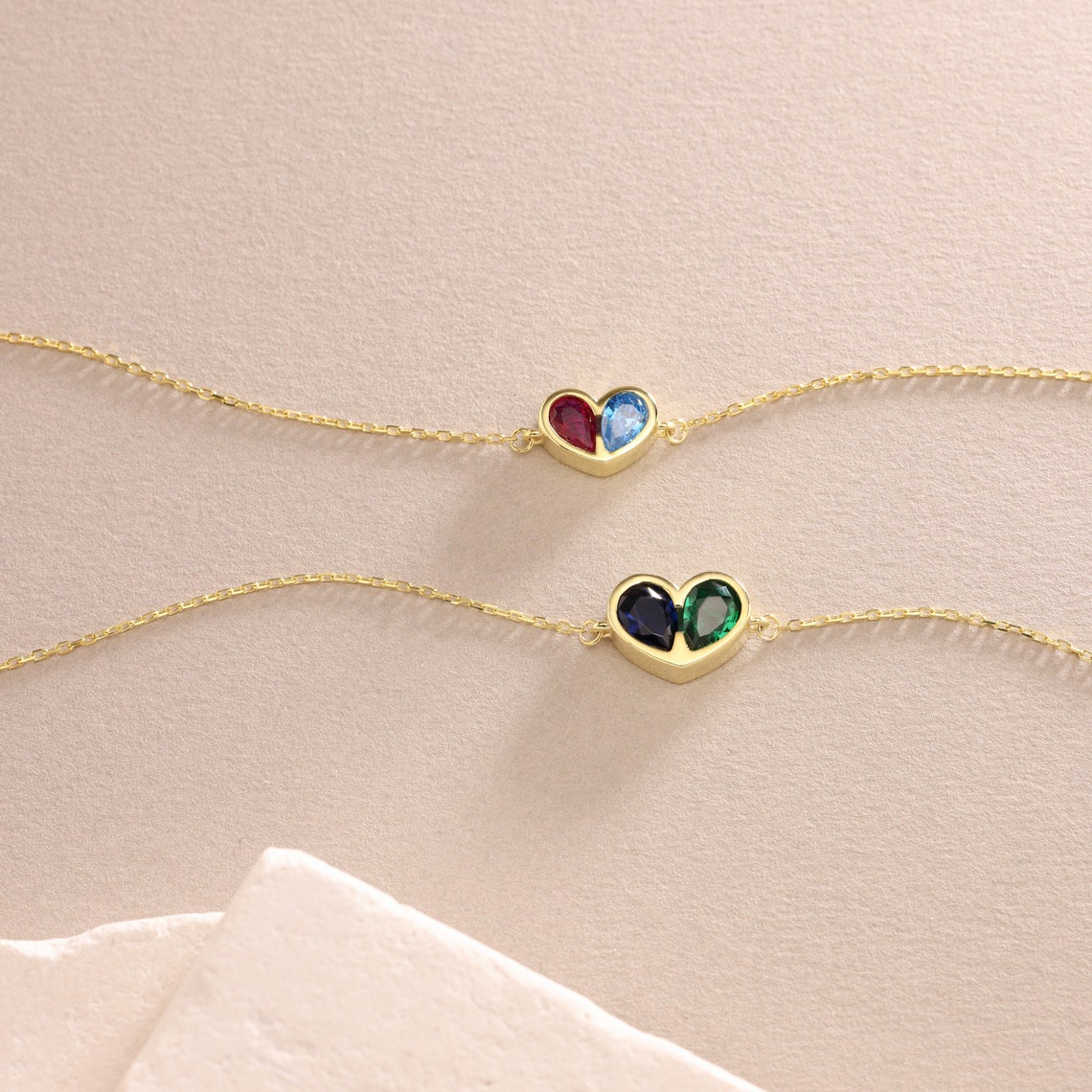 Jolie Personalized Birthstone Heart Necklace & Bracelet