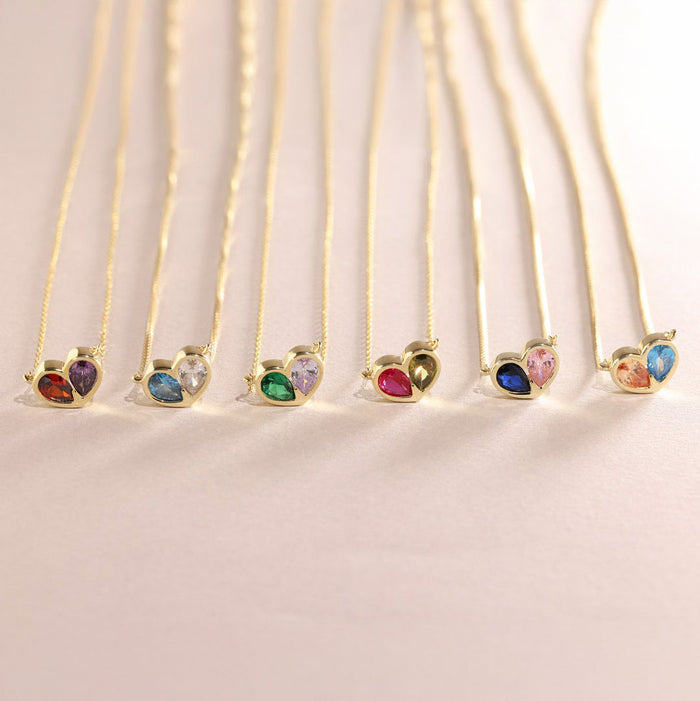 Jolie Personalized Birthstone Heart Necklace & Bracelet