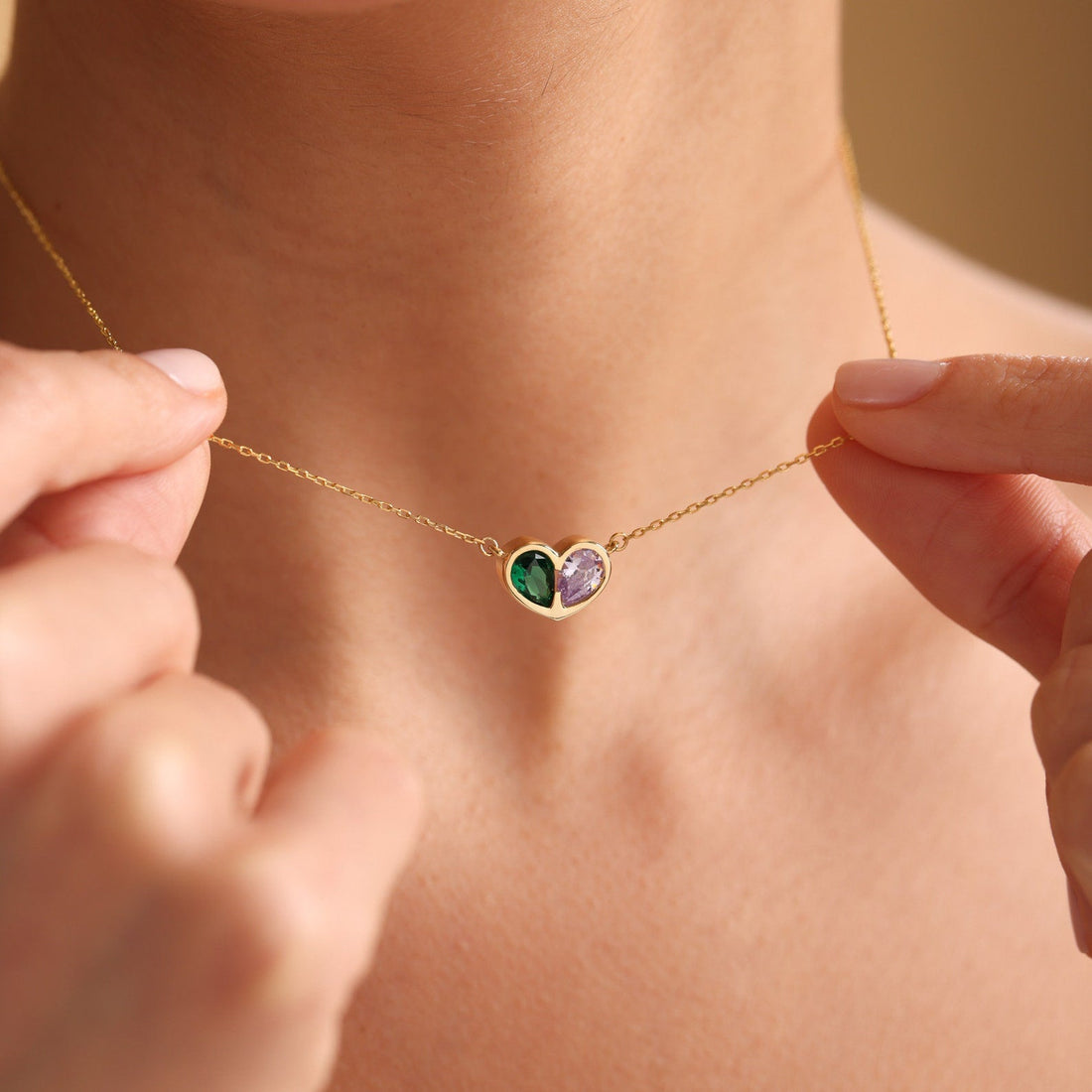 Jolie Personalized Birthstone Heart Necklace & Bracelet
