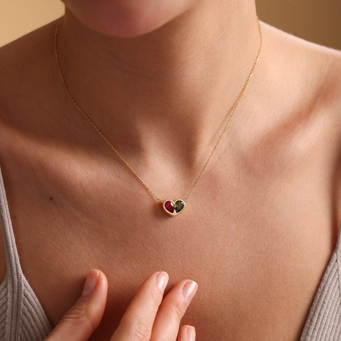 Jolie Personalized Birthstone Heart Necklace & Bracelet