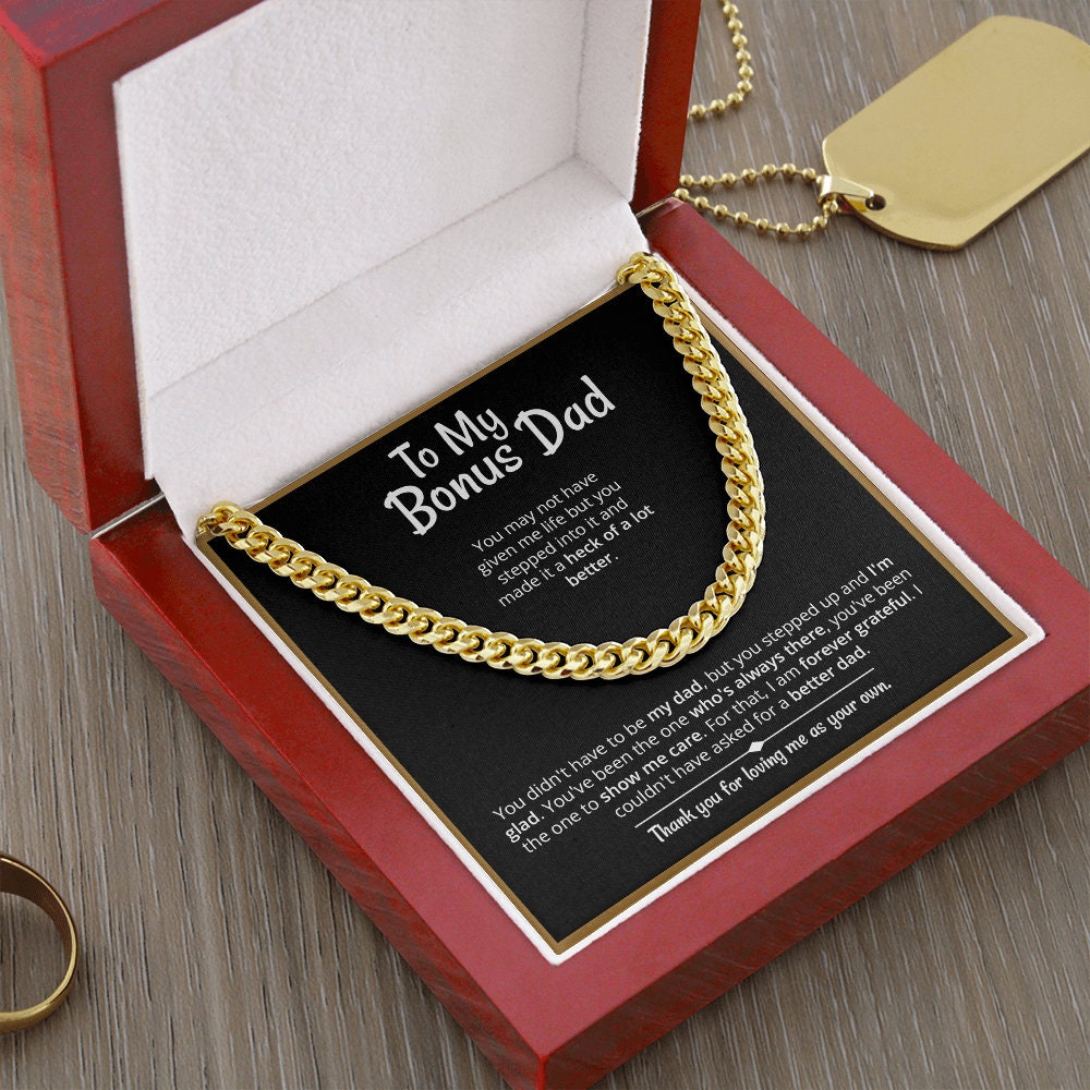 Heart warming - "Bonus Dad" Cuban Link Chain