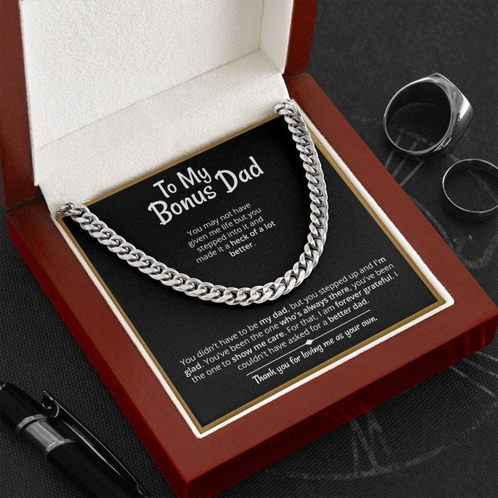 Heart warming - "Bonus Dad" Cuban Link Chain