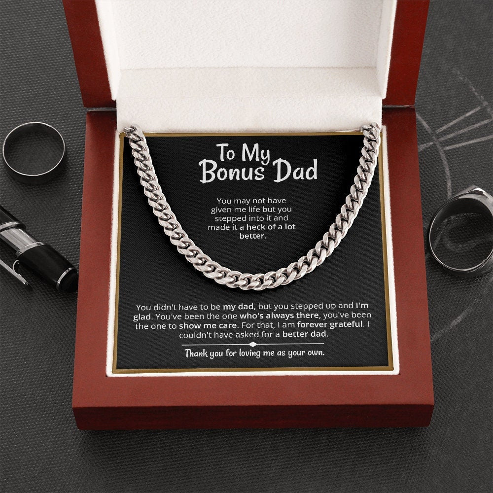 Heart warming - "Bonus Dad" Cuban Link Chain