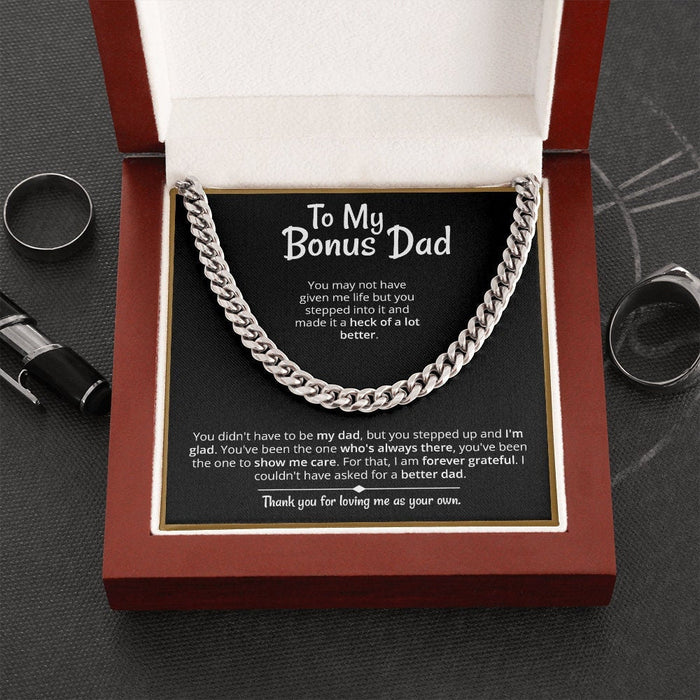 Heart warming - "Bonus Dad" Cuban Link Chain