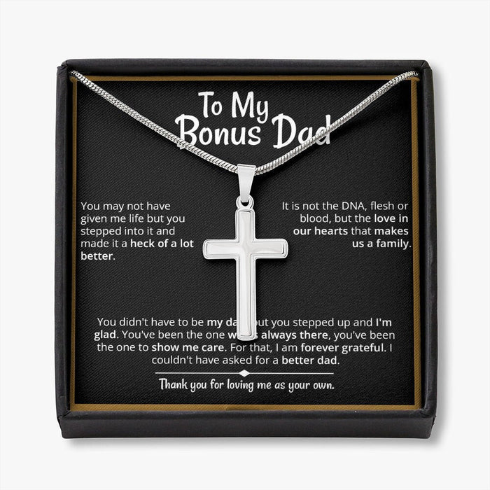 Heart warming  - "Bonus Dad" Cross Necklace