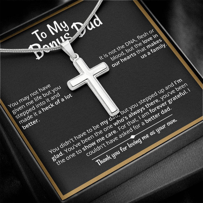 Heart warming  - "Bonus Dad" Cross Necklace