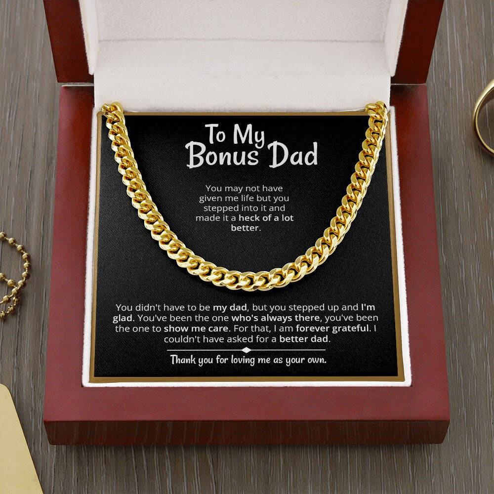 Heart warming - "Bonus Dad" Cuban Link Chain