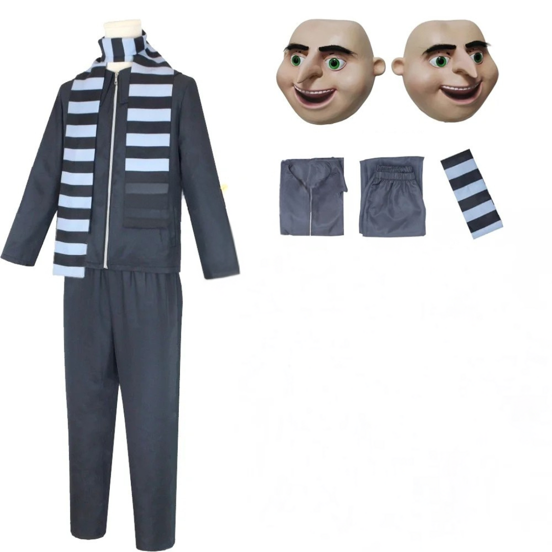 Cartoon Villain Costume Set for Kids with Mask and Scarf
