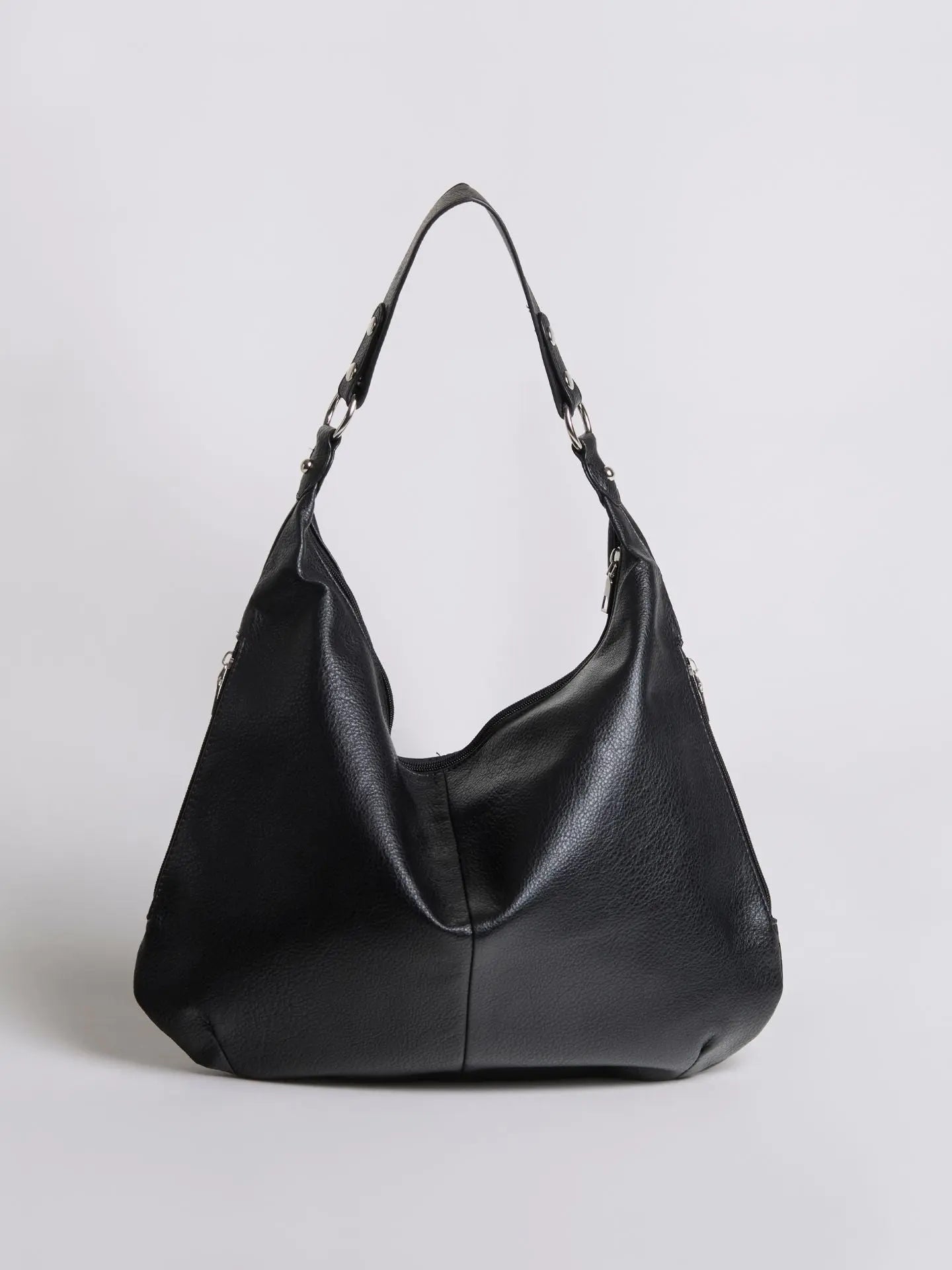 Azalea | Leather Hobo Bag with Slouchy Shape-Shoulder Bag-Urban Devyne-Black-Urban Devyne