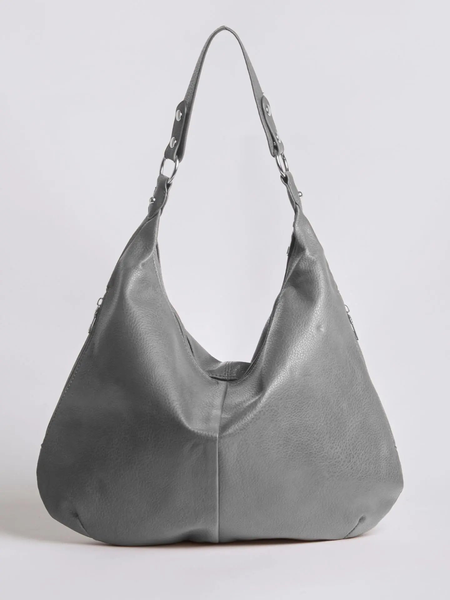 Azalea | Leather Hobo Bag with Slouchy Shape-Shoulder Bag-Urban Devyne-Light Grey-Urban Devyne
