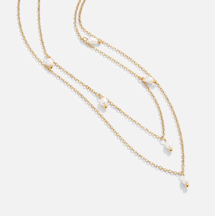 Sabina | Pearl Drop Layered Necklace-Necklace-Urban Devyne-Urban Devyne
