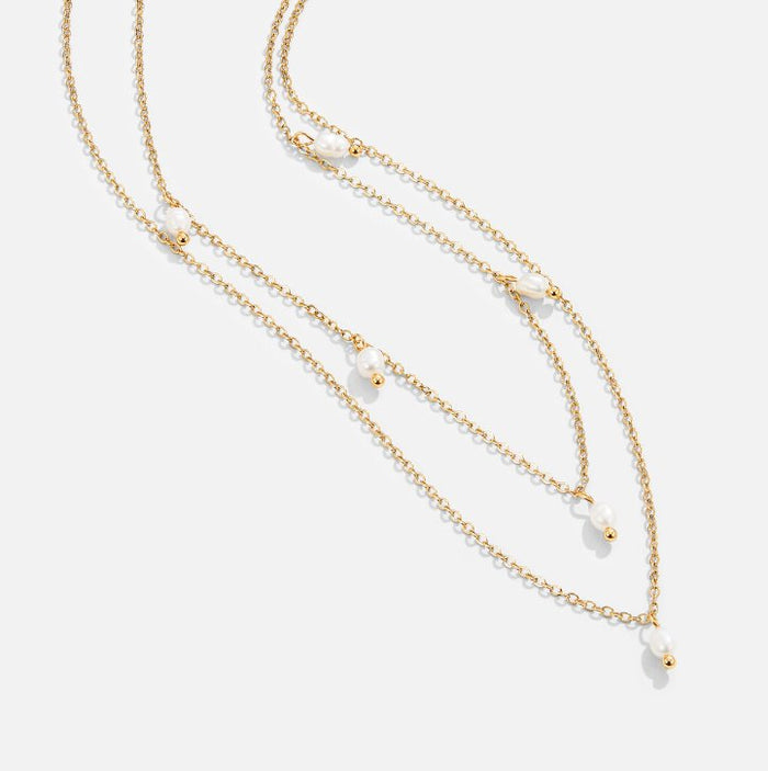 Sabina | Pearl Drop Layered Necklace-Necklace-Urban Devyne-Urban Devyne