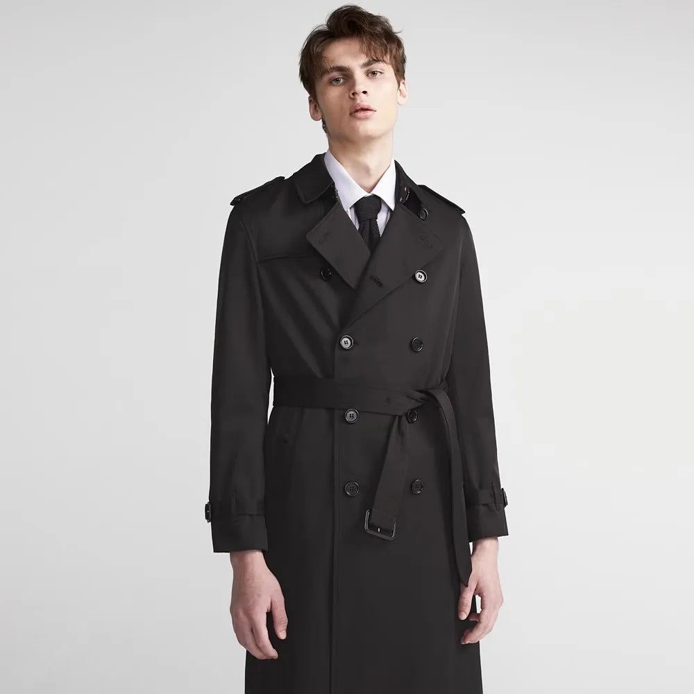 Thayer | Men's Longline Double-Breasted Trench Coat with Belt