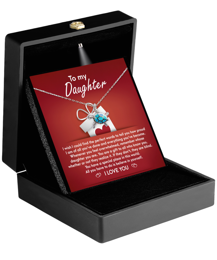 Daughter - A Gift - Opal Turtle Necklace
