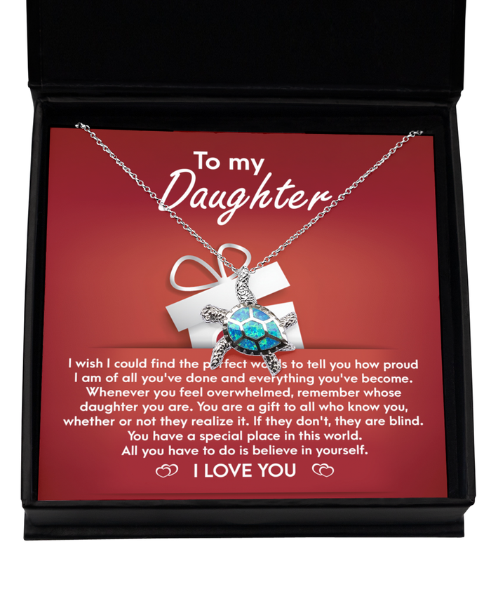 Daughter - A Gift - Opal Turtle Necklace