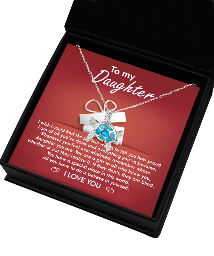 Daughter - A Gift - Opal Turtle Necklace