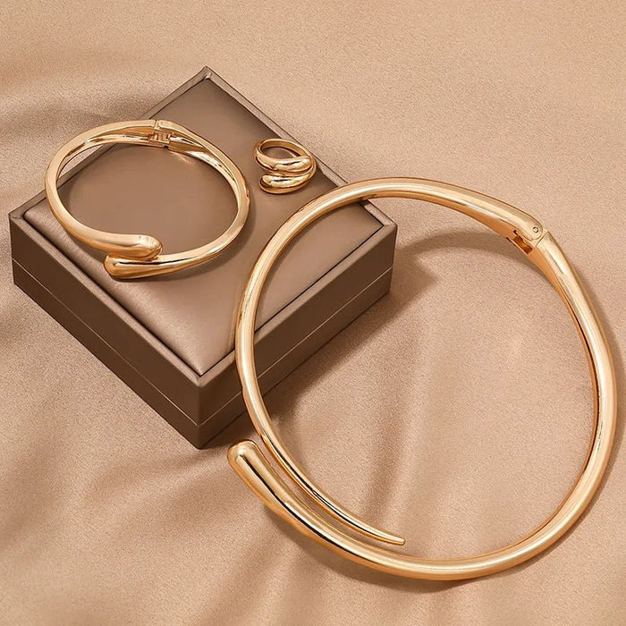 Briony Twisted Wrap Choker Necklace, Bracelet, Ring Set