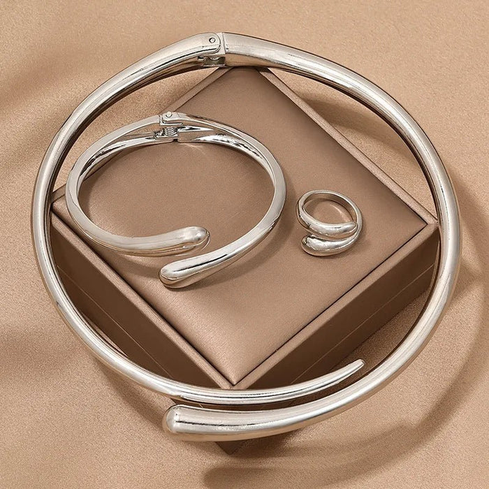 Briony Twisted Wrap Choker Necklace, Bracelet, Ring Set