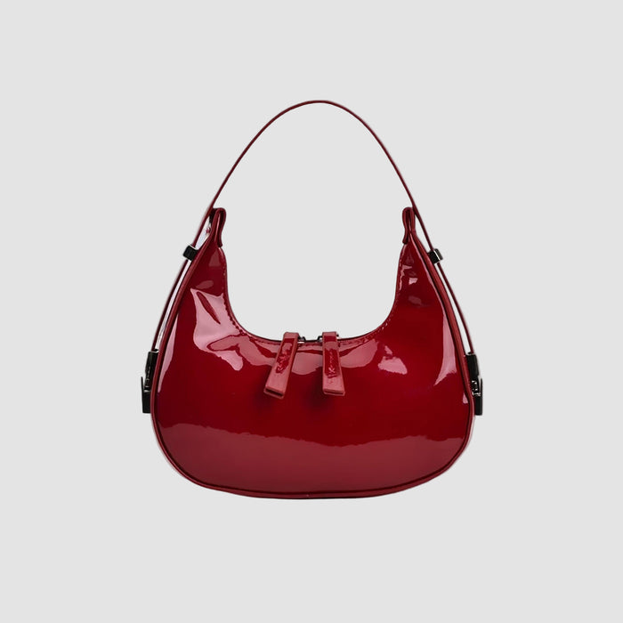 Laura | Patent Leather Mini Hobo Bag-Shoulder bag-Urban Devyne-Red-Urban Devyne
