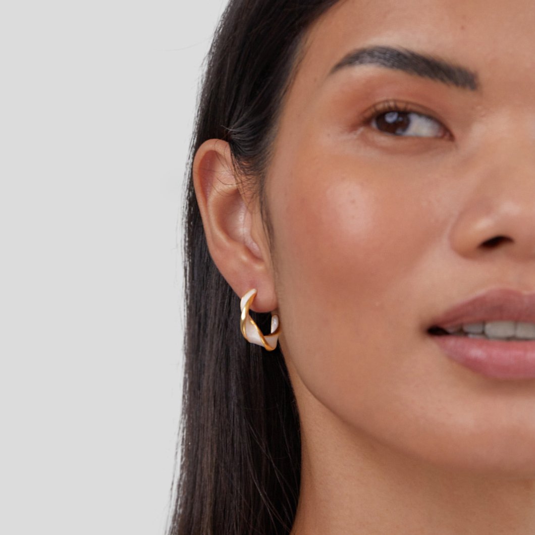 Danica | Sea Pearl Twist Hoop Earrings-Earrings-Urban Devyne-Urban Devyne