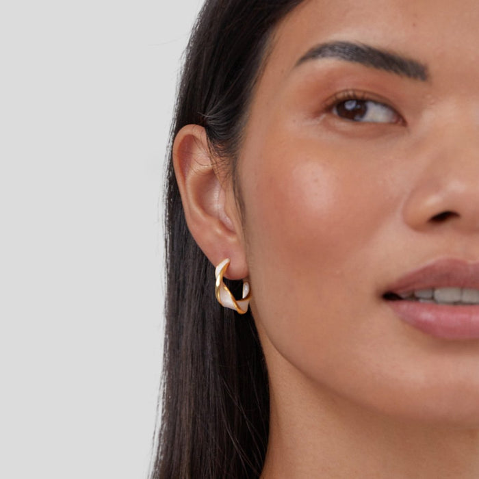 Danica | Sea Pearl Twist Hoop Earrings-Earrings-Urban Devyne-Urban Devyne