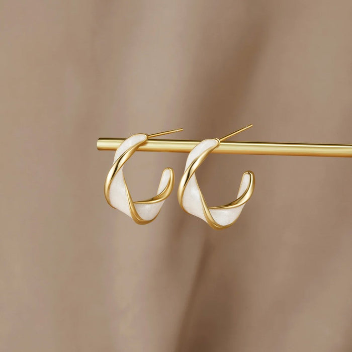 Danica | Sea Pearl Twist Hoop Earrings-Earrings-Urban Devyne-18K Gold-Urban Devyne