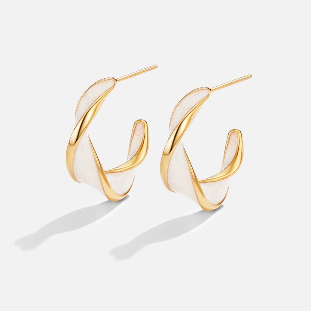 Danica | Sea Pearl Twist Hoop Earrings-Earrings-Urban Devyne-Urban Devyne