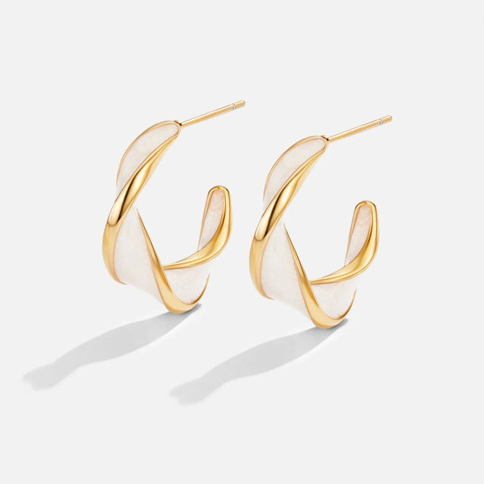 Danica | Sea Pearl Twist Hoop Earrings-Earrings-Urban Devyne-Urban Devyne