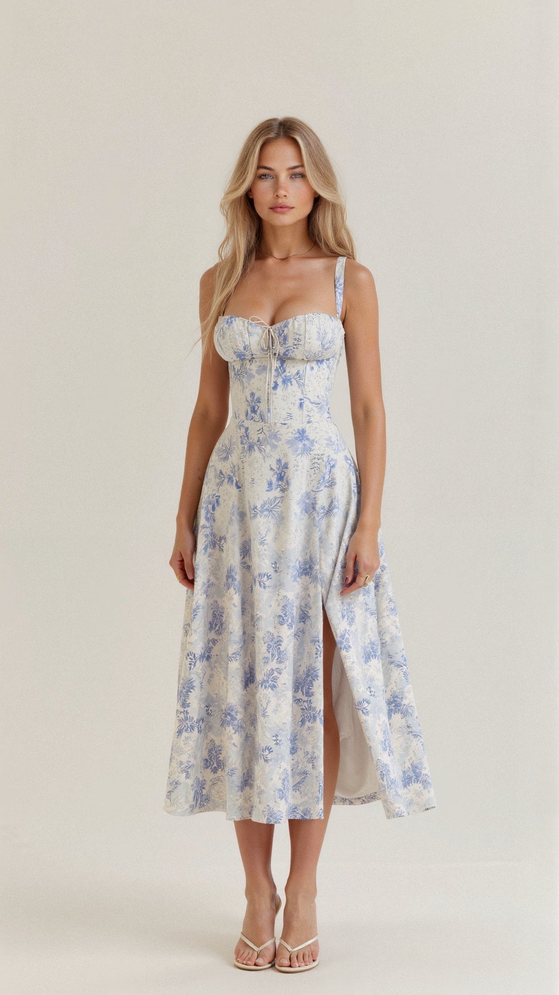 Selene | Women's Waist Dress-Dresses-Urban Devyne-Floral Blue-6 (XS)-Urban Devyne