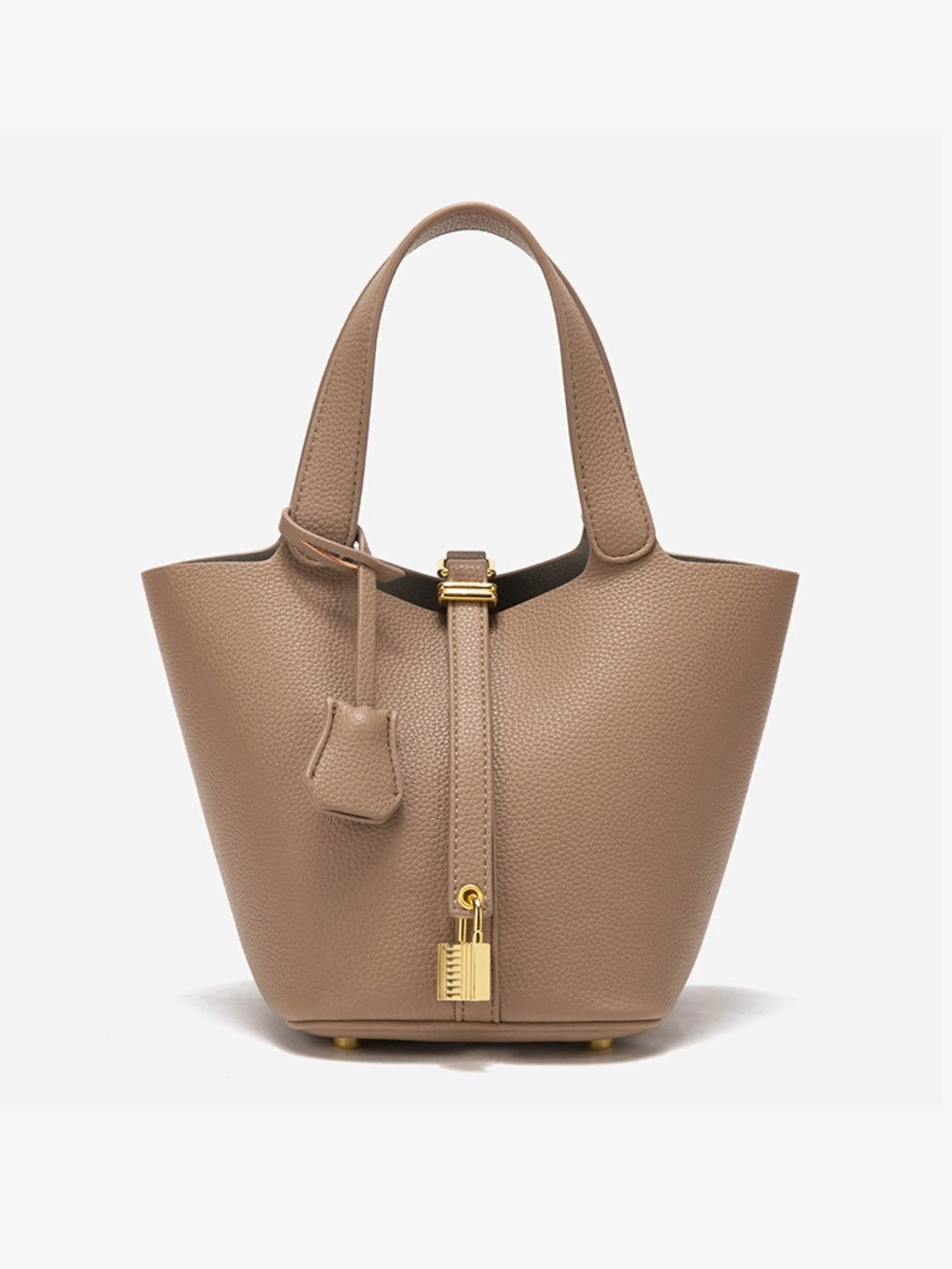 Celia | Leather Bucket Bag-Handbag-Urban Devyne-Taupe-Urban Devyne