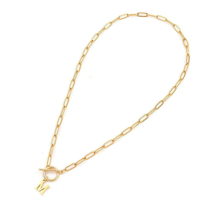 Emily Letter Initial Circle Lock Clasp Necklace