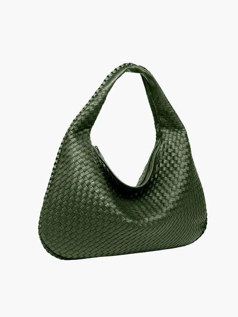 Lena | Woven Vegan Leather Hobo Bag-Handbag-Urban Devyne-Green-Urban Devyne