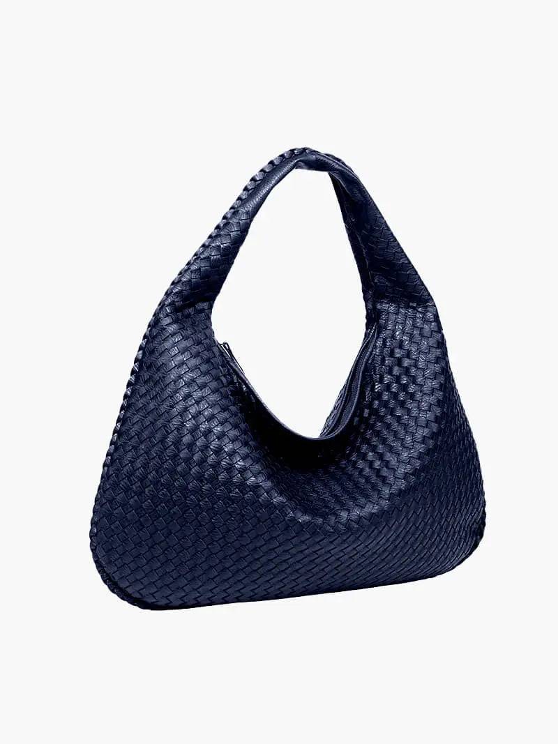 Lena | Woven Vegan Leather Hobo Bag-Handbag-Urban Devyne-Dark Blue-Urban Devyne