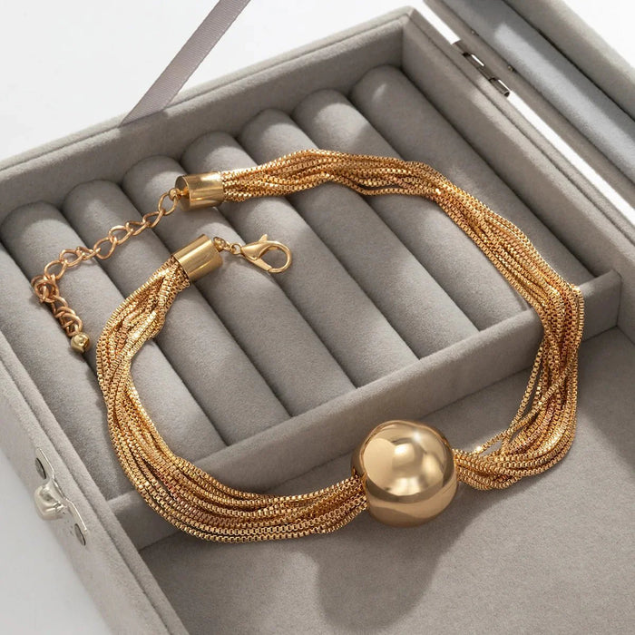 Donna Multi Layered Chain Ball Necklace and Bracelet