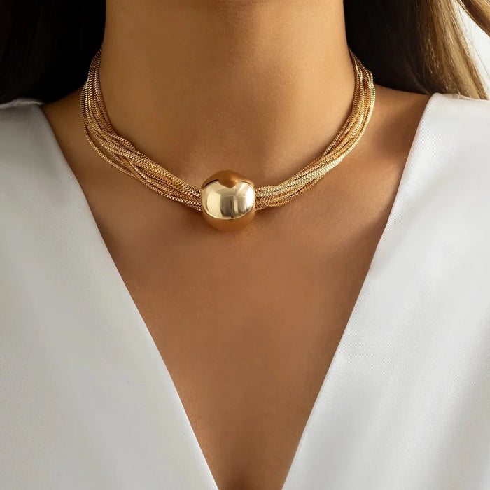 Donna Multi Layered Chain Ball Necklace and Bracelet