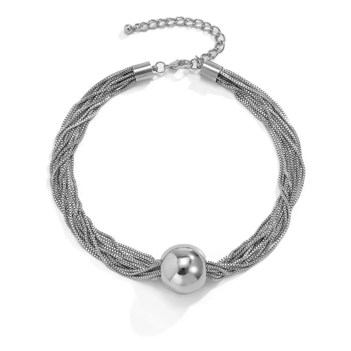Donna Multi Layered Chain Ball Necklace and Bracelet
