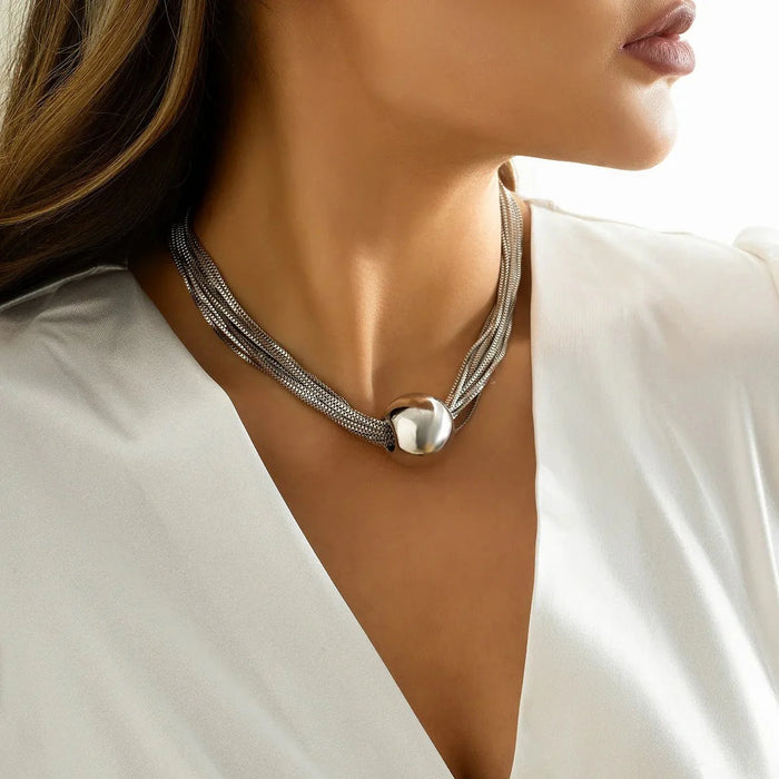 Donna Multi Layered Chain Ball Necklace and Bracelet