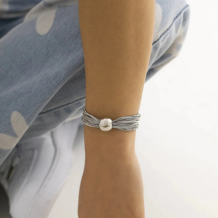 Donna Multi Layered Chain Ball Necklace and Bracelet