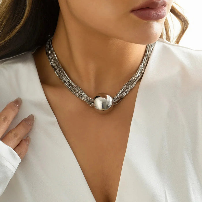 Donna Multi Layered Chain Ball Necklace and Bracelet