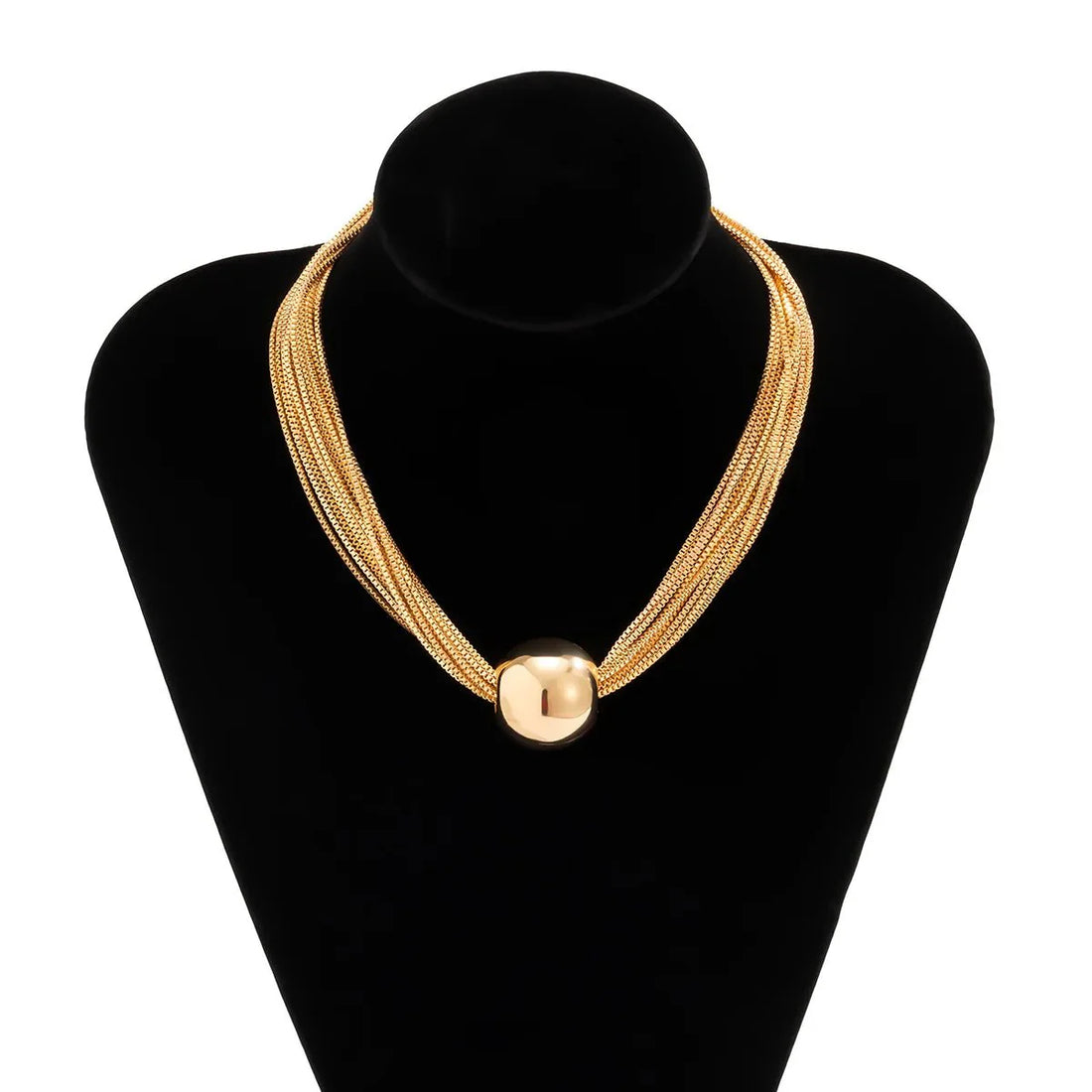 Donna Multi Layered Chain Ball Necklace and Bracelet