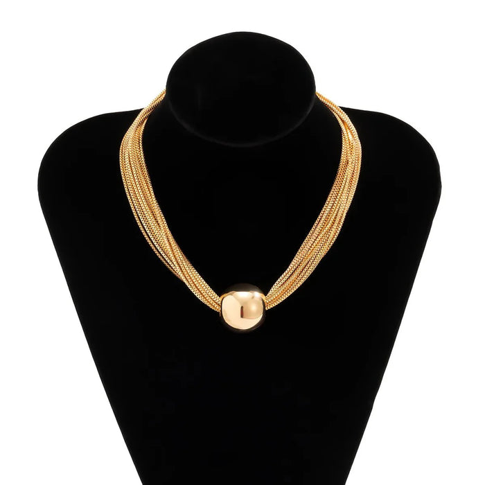 Donna Multi Layered Chain Ball Necklace and Bracelet