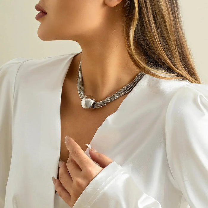 Donna Multi Layered Chain Ball Necklace and Bracelet