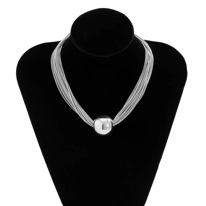 Donna Multi Layered Chain Ball Necklace and Bracelet