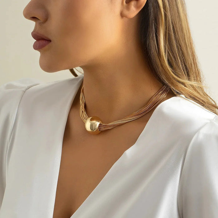 Donna Multi Layered Chain Ball Necklace and Bracelet