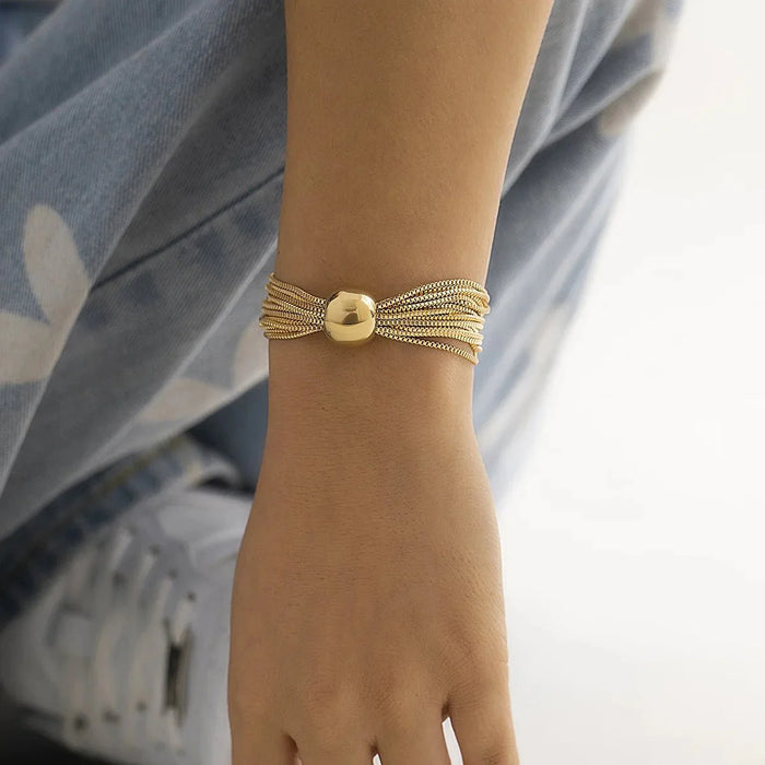 Donna Multi Layered Chain Ball Necklace and Bracelet