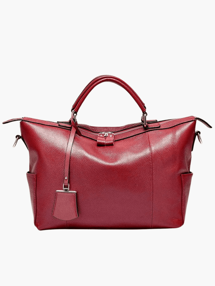 Dakota | Leather Weekender Tote-Shopper Bags-Urban Devyne-Wine Red-Urban Devyne