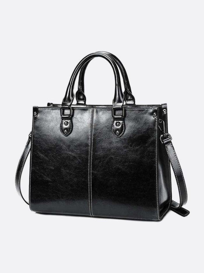 Kalila | Vintage Style Leather Tote Bag-Tote Bags-Urban Devyne-Black-Urban Devyne