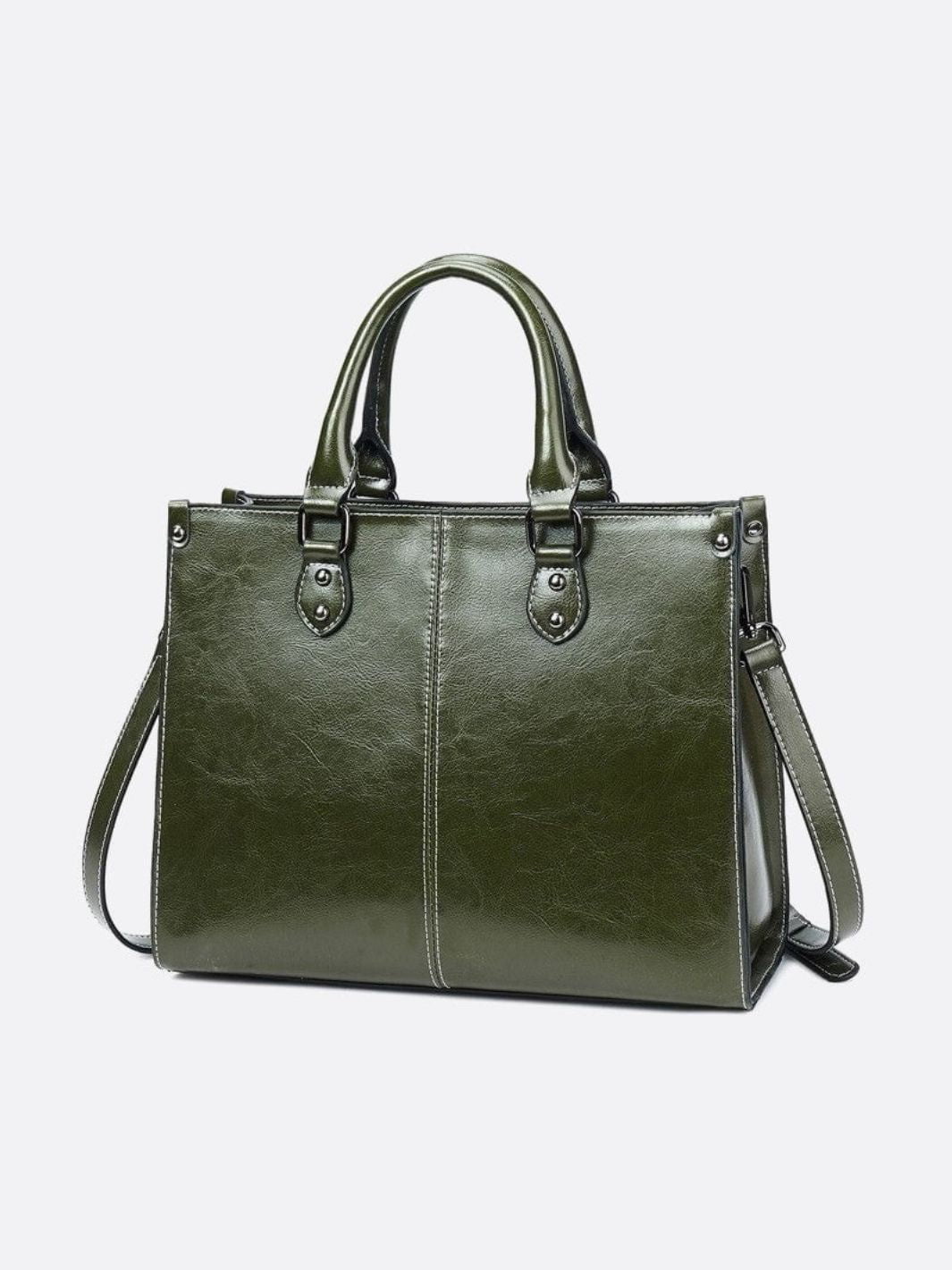 Kalila | Vintage Style Leather Tote Bag-Tote Bags-Urban Devyne-Dark Green-Urban Devyne