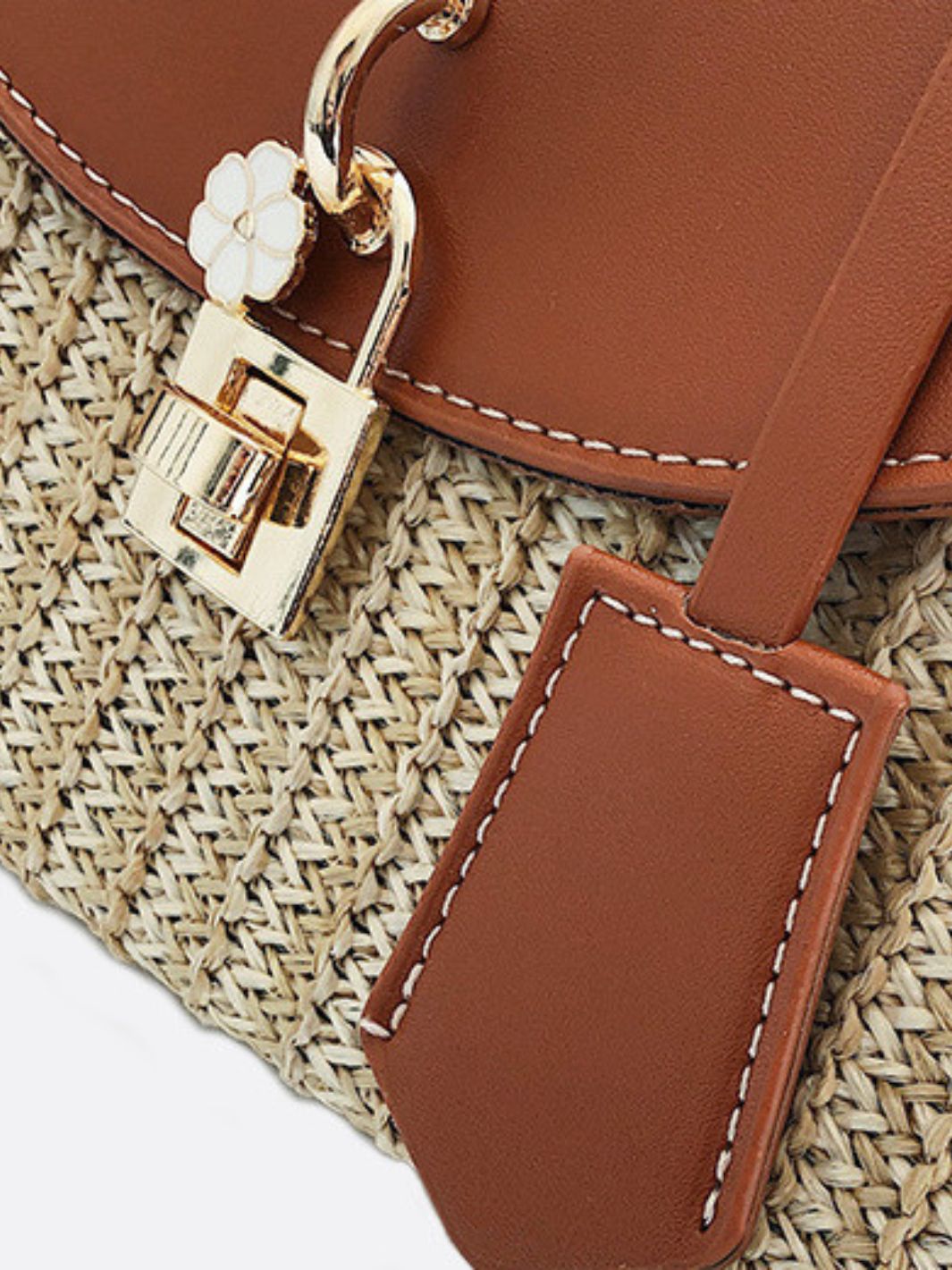 Kaitlyn | Woven Handbag with Faux Leather Flap-Handbag-Urban Devyne-Urban Devyne