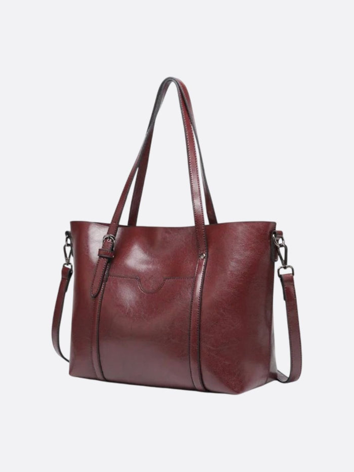 Elsa | Leather Tote Bag-Tote Bag / Shopper / Leather Handbag-Urban Devyne-Brown-Urban Devyne